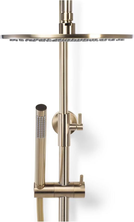 Blue Label Regendouche set Brondby | Opbouw | Thermostaatkraan | 2-weg | Rond | Geborsteld goud PVD