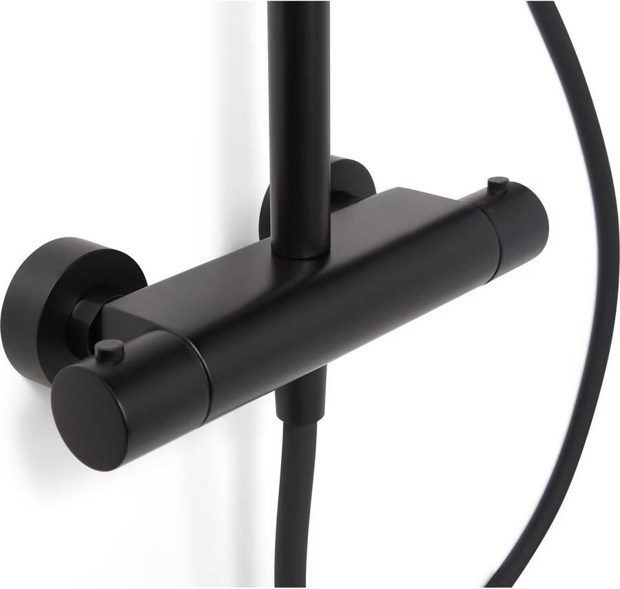 Blue Label Regendouche set Brondby | Opbouw | Thermostaatkraan | 2-weg | Rond | Mat zwart