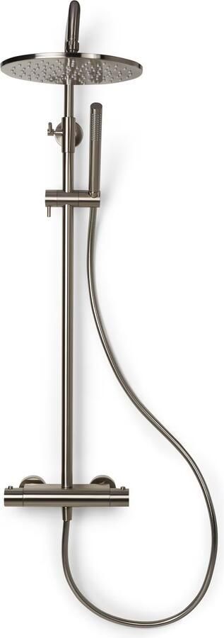 Blue Label Regendouche set met handdouche Brondby | Opbouw | Thermostaatkraan | 2-weg | Rond | Geborsteld nikkel PVD - Foto 3