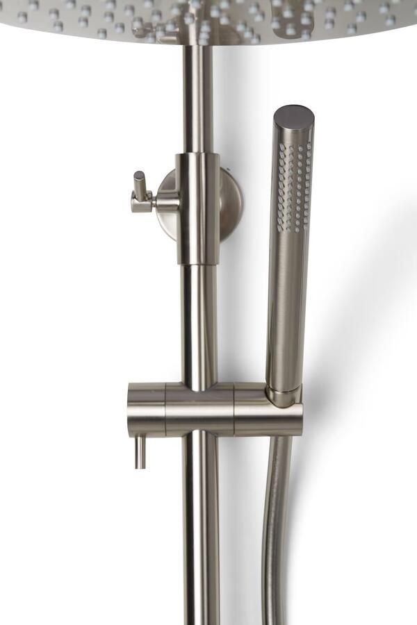 Blue Label Regendouche set met handdouche Brondby | Opbouw | Thermostaatkraan | 2-weg | Rond | Geborsteld nikkel PVD - Foto 2