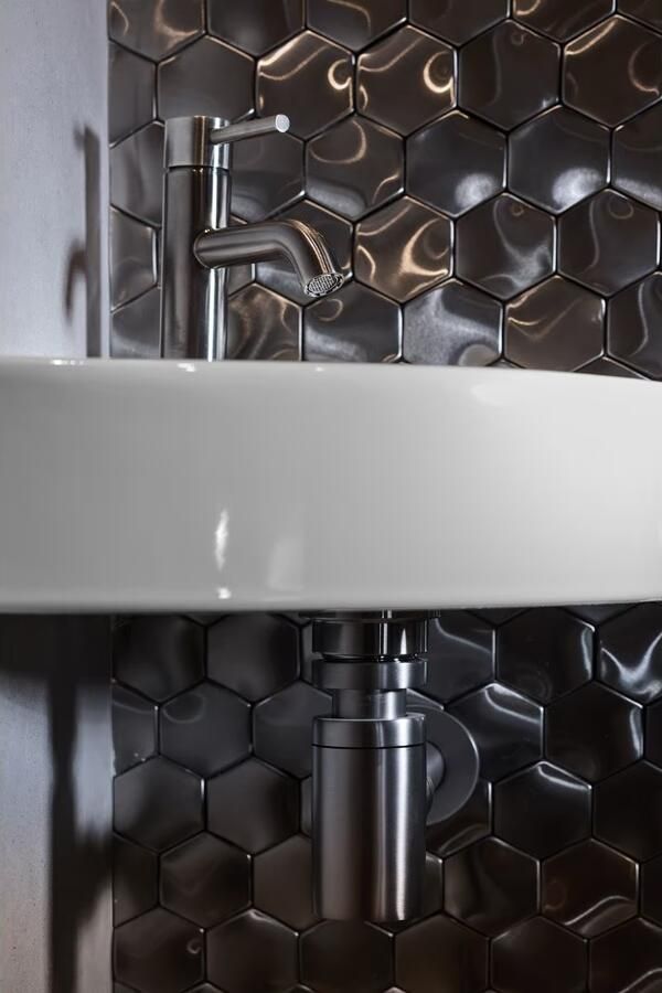 Blue Label Sifon Brondby | 5 4" | Standaard | Messing | Rond | Geborsteld nikkel PVD