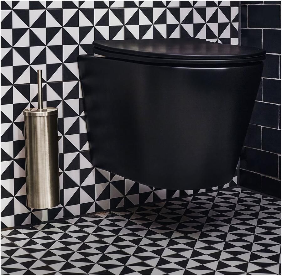 Blue Label Toiletborstel set Vida | Wandmontage | Incl.Wandhouder | Messing | Geborsteld nikkel PVD