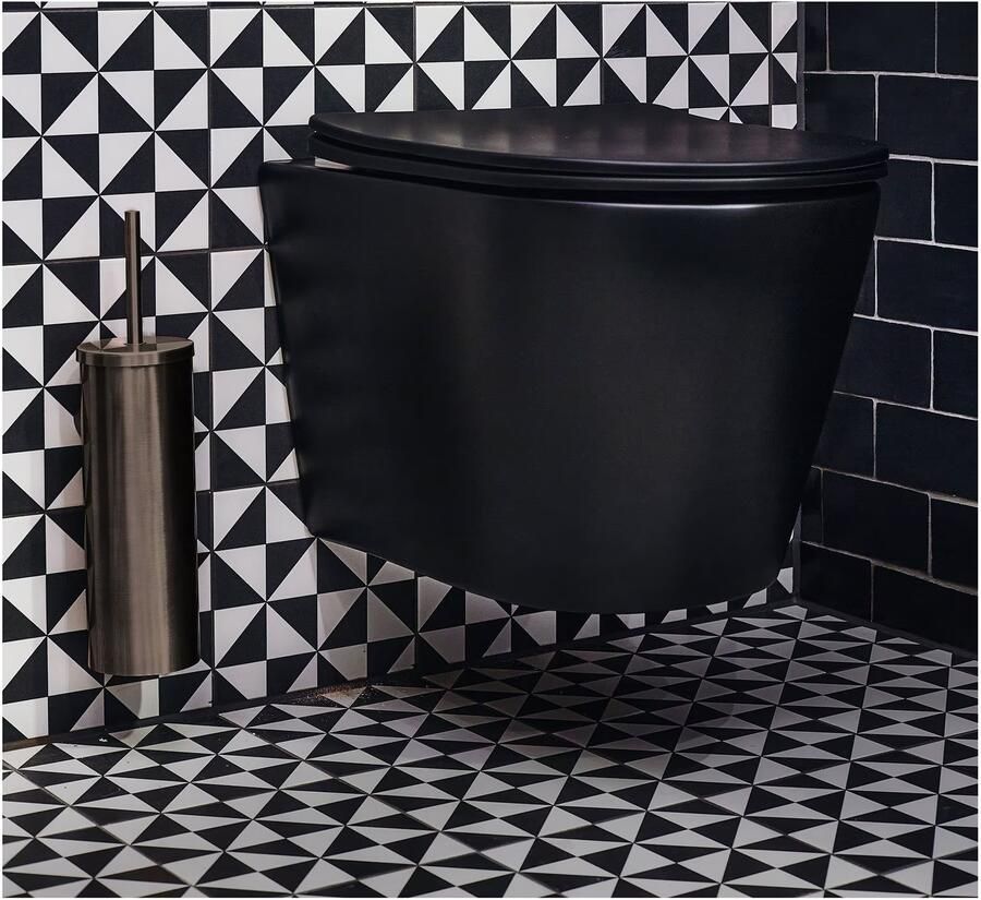 Blue Label Toiletborstel set Vida | Wandmontage | Incl.Wandhouder | Messing | Gunmetal PVD