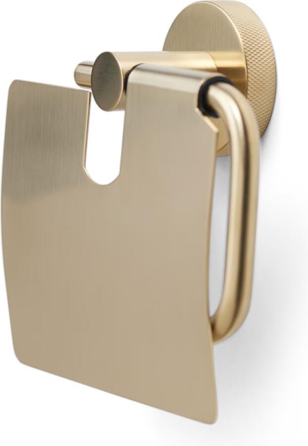 Blue Label Toiletrolhouder met klep Vida Facet | Wandmontage | Messing | Geborsteld goud PVD