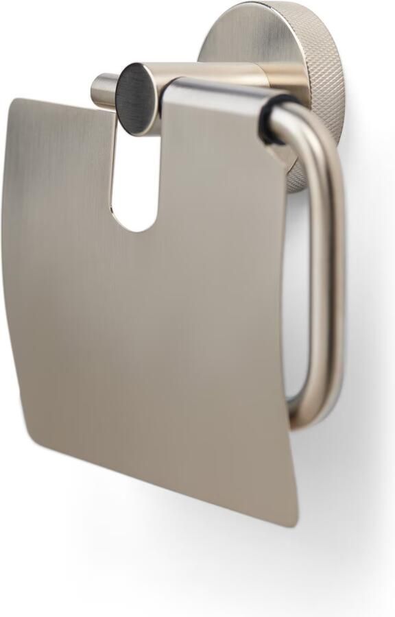 Blue Label Toiletrolhouder met klep Vida Facet | Wandmontage | Messing | Geborsteld nikkel PVD
