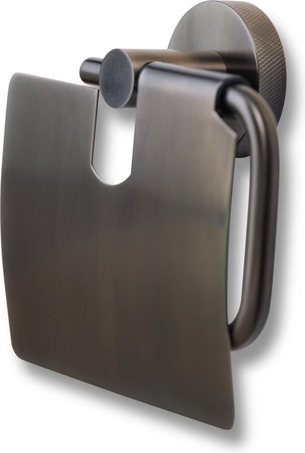 Blue Label Toiletrolhouder met klep Vida Facet | Wandmontage | Messing | Gunmetal PVD