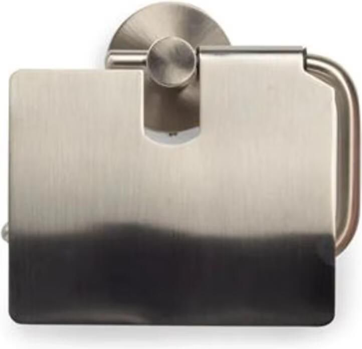 Blue Label Toiletrolhouder Vida | Wandmontage | Met klep | Messing | Geborsteld nikkel PVD