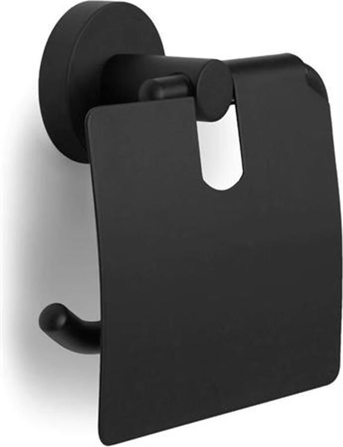 Blue Label Toiletrolhouder Vida | Wandmontage | Met klep | Messing | Mat zwart