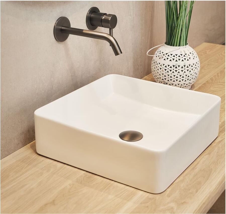 Blue Label uitloop voor Brondby inbouw wastafelkraan 20 cm Geborsteld nikkel PVD