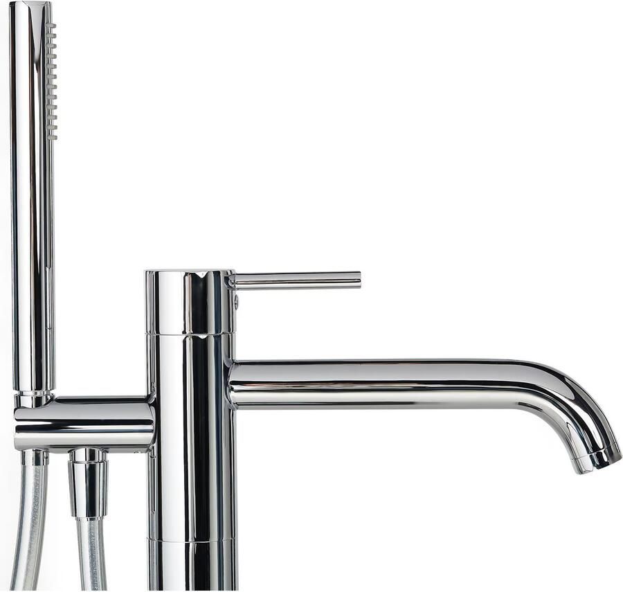 Blue Label Vrijstaande badkraan Brondby | Hoogte uitloop 80 cm | Draaibare uitloop | Mengkraan | Rond | Chroom - Foto 3