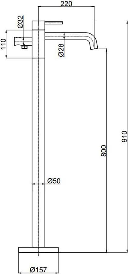 Blue Label Vrijstaande badkraan Brondby | Hoogte uitloop 80 cm | Draaibare uitloop | Mengkraan | Rond | Gunmetal PVD - Foto 2