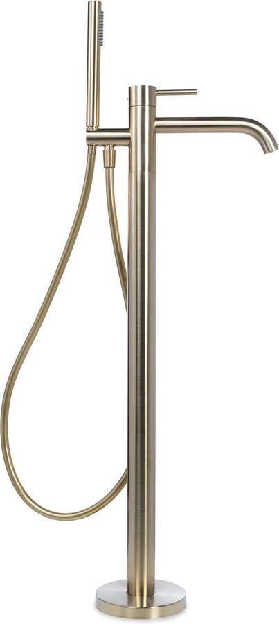 Blue Label Vrijstaande badkraan Brondby | Hoogte uitloop 80 cm | Draaibare uitloop | Mengkraan | Rond | Geborsteld goud PVD - Foto 2