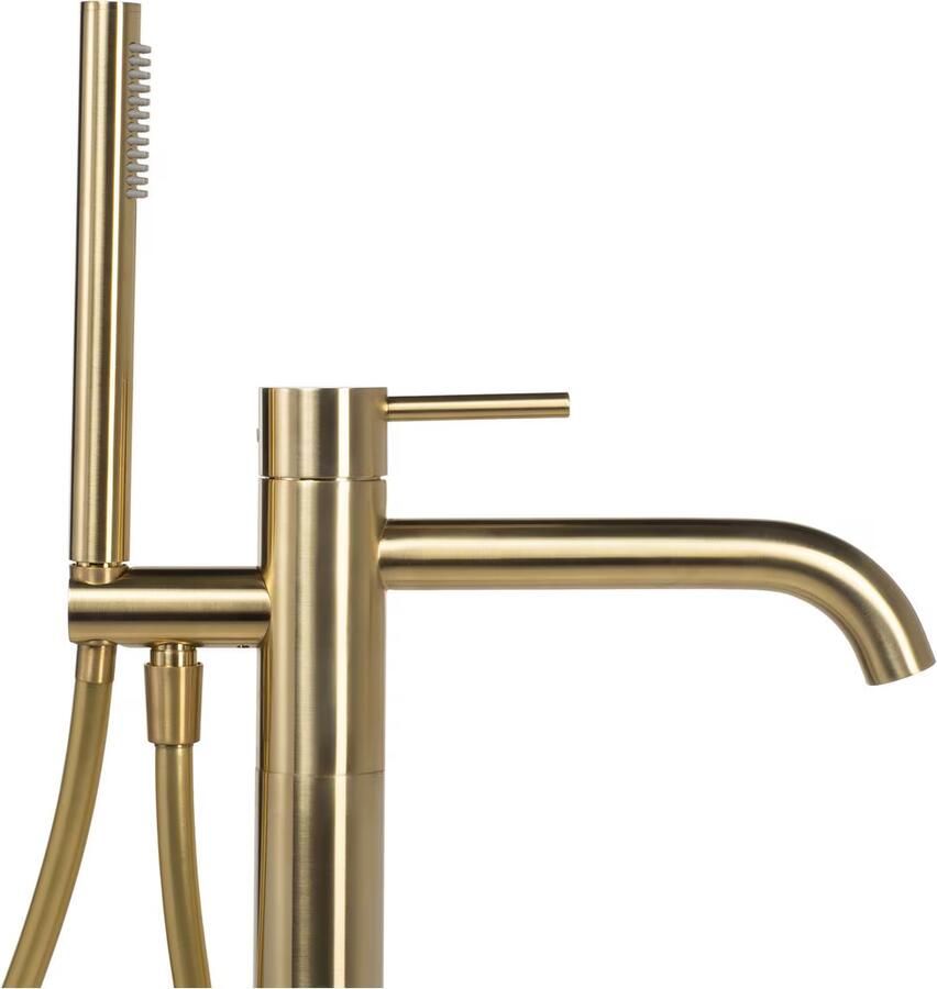 Blue Label Vrijstaande badkraan Brondby | Hoogte uitloop 80 cm | Draaibare uitloop | Mengkraan | Rond | Geborsteld goud PVD
