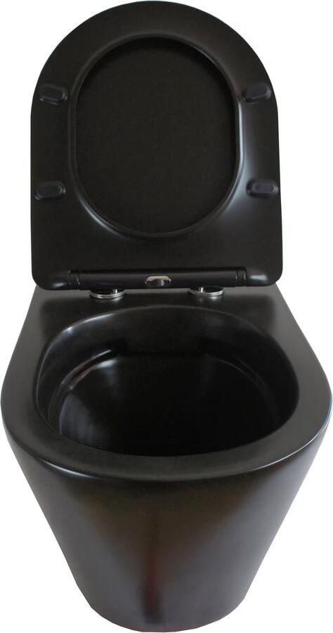 Blue Label Wandcloset Odin | 49 cm | Rimless | Compact | Incl.Softclose zitting | Keramiek | Mat zwart - Foto 2