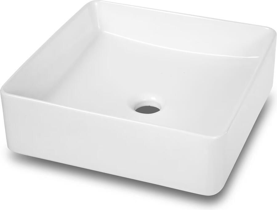 Blue Label Waskom Funen | 37x13x42 cm | Keramiek | Vrijstaand | Vierkant | Mat wit