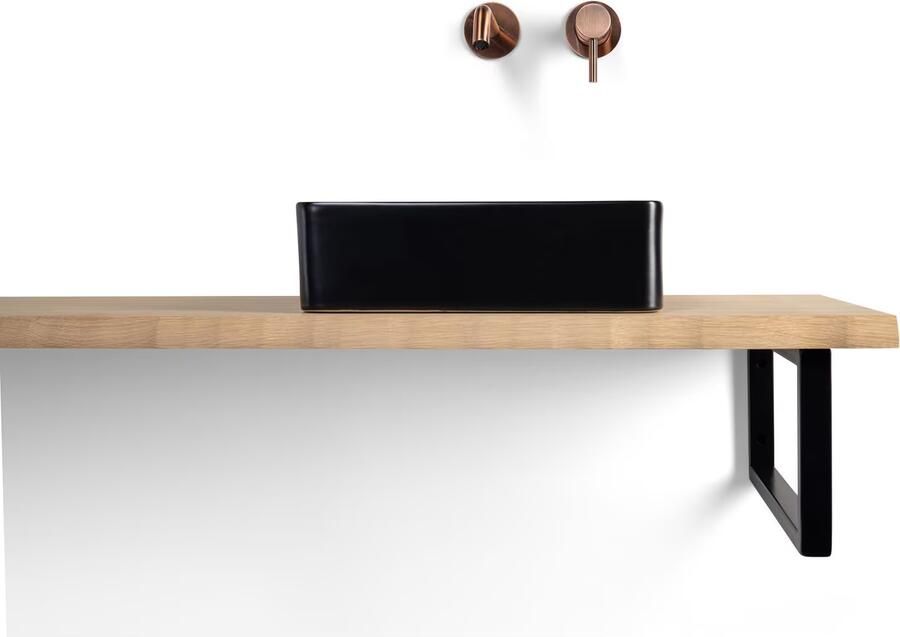 Blue Label Waskom Funen | 37x13x42 cm | Keramiek | Vrijstaand | Vierkant | Mat zwart