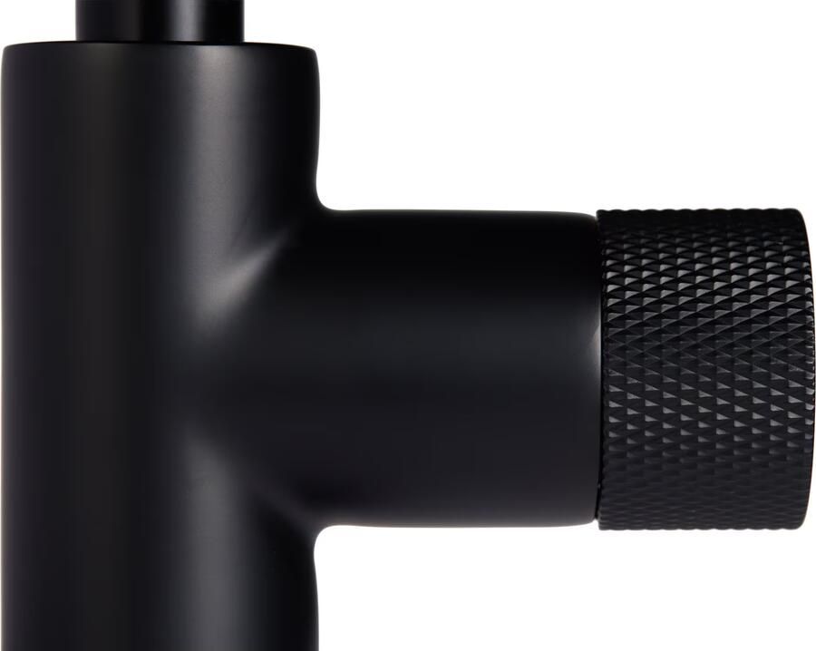 Blue Label Wastafelkraan Brondby Facet | Opbouw | Draaibare uitloop | Mengkraan | Hoog model | 1-hendel | Rond | Mat zwart