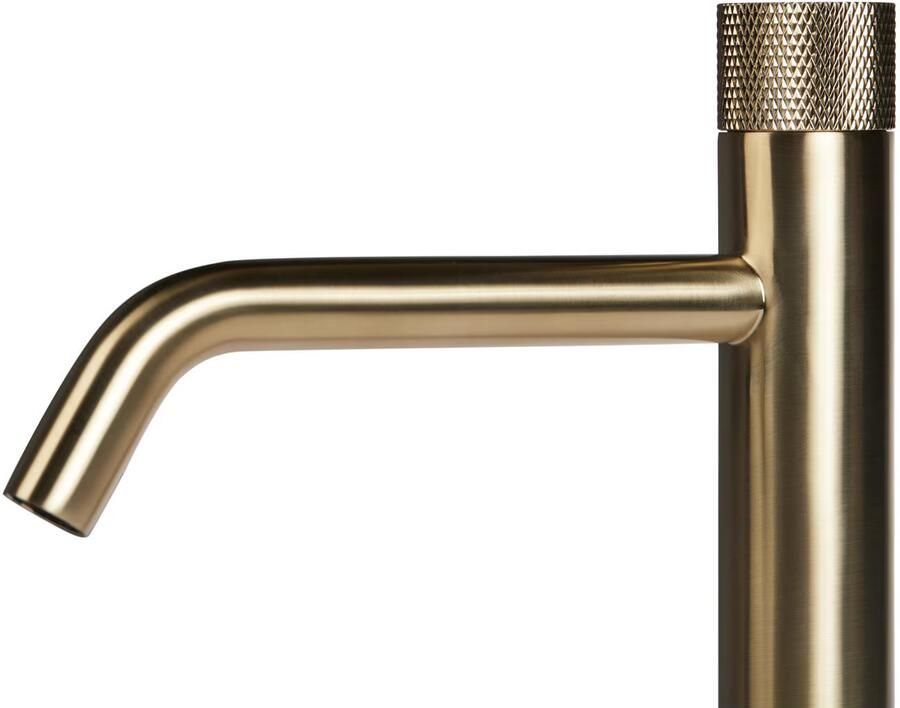 Blue Label Wastafelkraan Brondby Facet | Opbouw | Mengkraan | Hoog model | 1-hendel | Rond | Geborsteld goud PVD