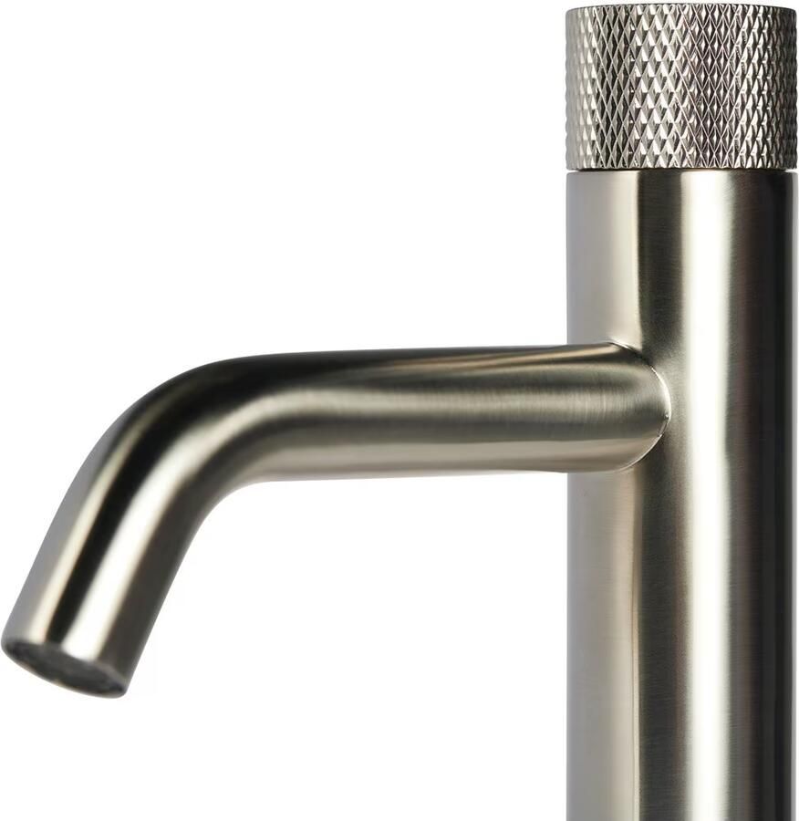 Blue Label Wastafelkraan Brondby Facet | Opbouw | Mengkraan | Laag model | 1-hendel | Rond | Geborsteld nikkel PVD