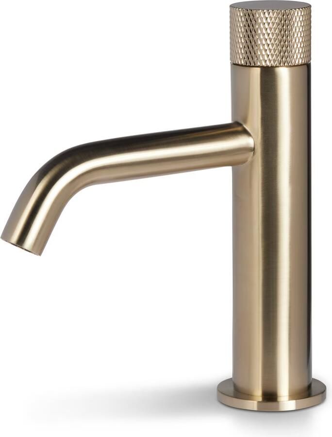 Blue Label Wastafelkraan Brondby Facet | Opbouw | Mengkraan | Laag model | 1-hendel | Rond | Geborsteld goud PVD - Foto 2