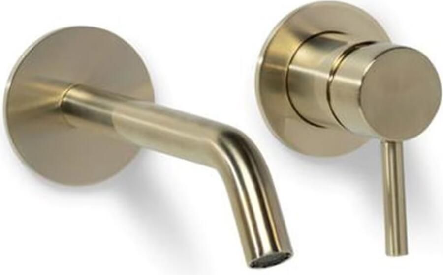 Blue Label Wastafelkraan Brondby | Inbouw | Mengkraan | Incl.Inbouwdeel | Rond | Geborsteld goud PVD - Foto 2