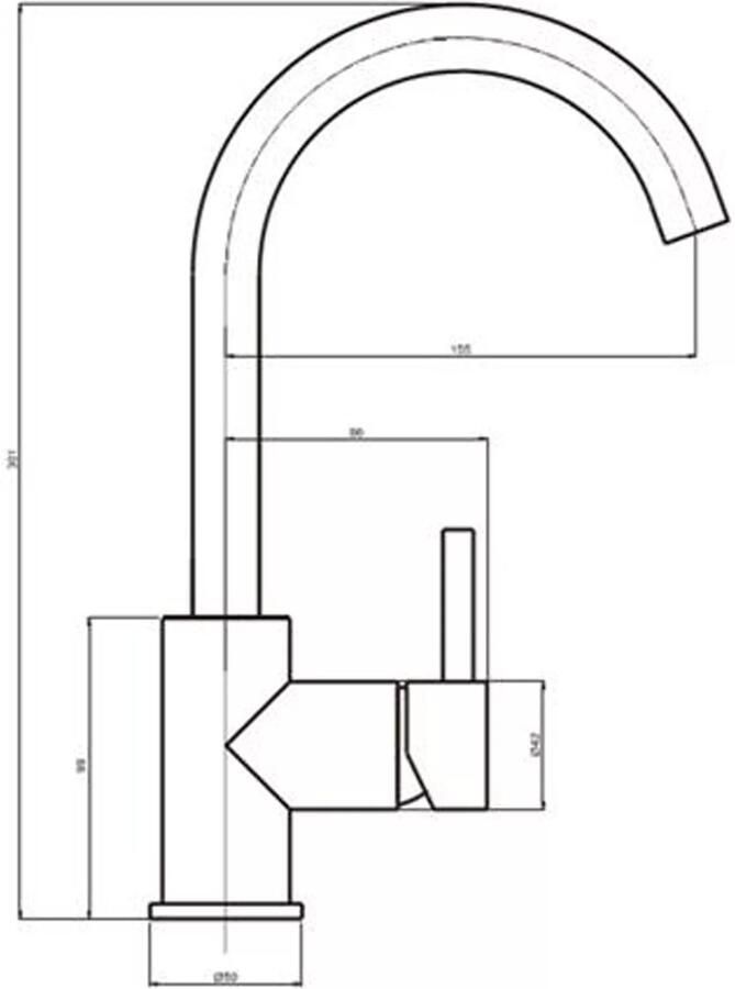 Blue Label Wastafelkraan Brondby | Opbouw | Draaibare uitloop | Mengkraan | Hoog model | 1-hendel | Rond | Chroom