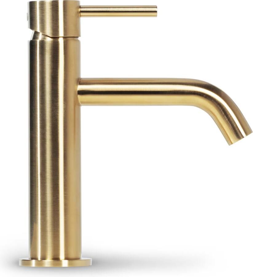 Blue Label Wastafelkraan Brondby | Opbouw | Draaibare uitloop | Mengkraan | Laag model | 1-hendel | Rond | Geborsteld goud PVD - Foto 3