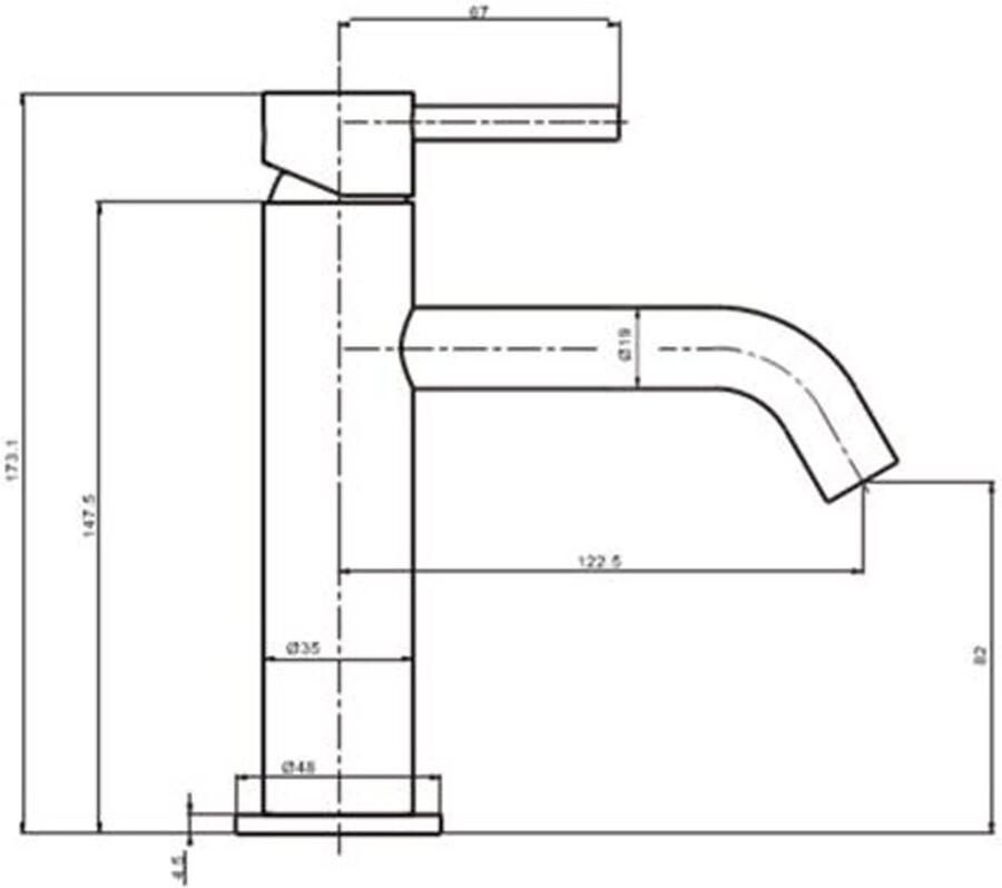 Blue Label Wastafelkraan Brondby | Opbouw | Mengkraan | 1-hendel | Rond | Chroom