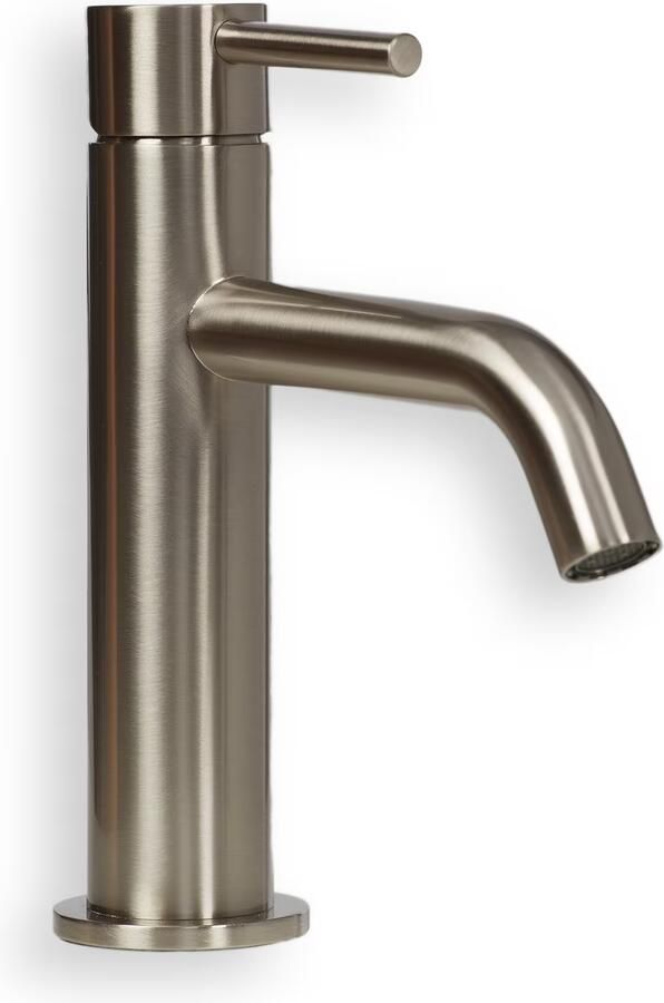 Blue Label Wastafelkraan Brondby | Opbouw | Mengkraan | 1-hendel | Rond | Geborsteld nikkel PVD