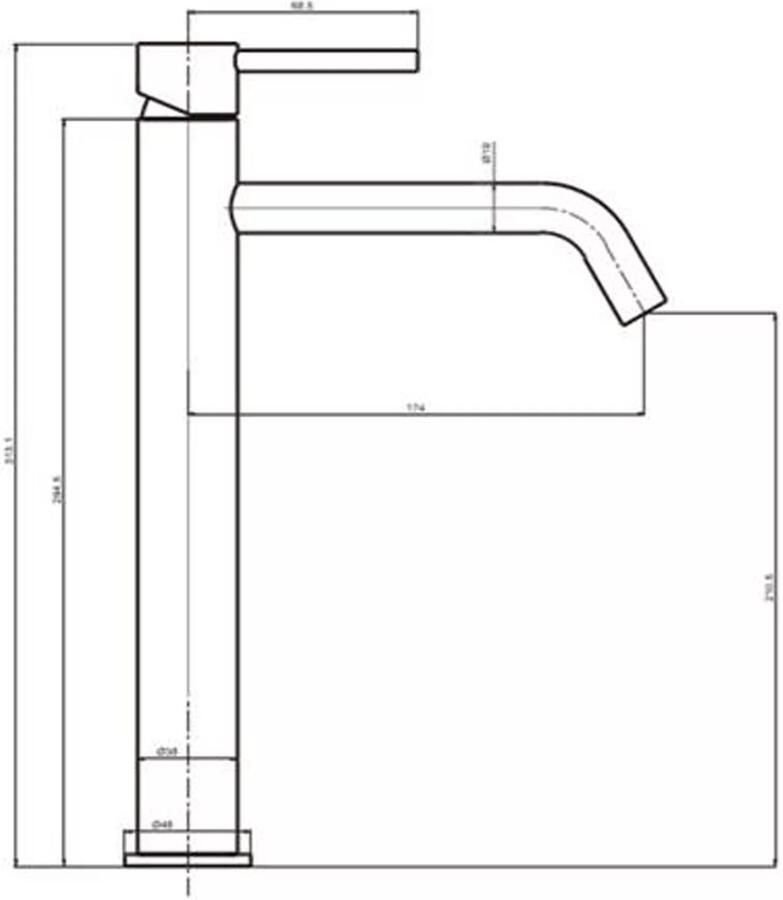 Blue Label Wastafelkraan Brondby | Opbouw | Mengkraan | Hoog model | 1-hendel | Rond | Chroom