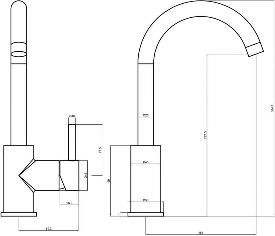 Blue Label Wastafelkraan Brondby XL | Opbouw | Draaibare uitloop | Mengkraan | Hoog model | 1-hendel | Rond | Geborsteld brons PVD