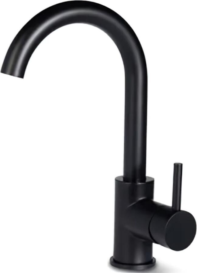 Blue Label Wastafelkraan Brondby XL | Opbouw | Draaibare uitloop | Mengkraan | Hoog model | 1-hendel | Rond | Mat zwart - Foto 2