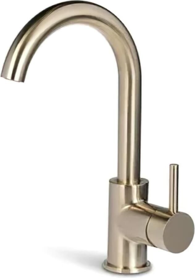 Blue Label Wastafelkraan Brondby XL | Opbouw | Draaibare uitloop | Mengkraan | Hoog model | 1-hendel | Rond | Geborsteld goud PVD - Foto 2