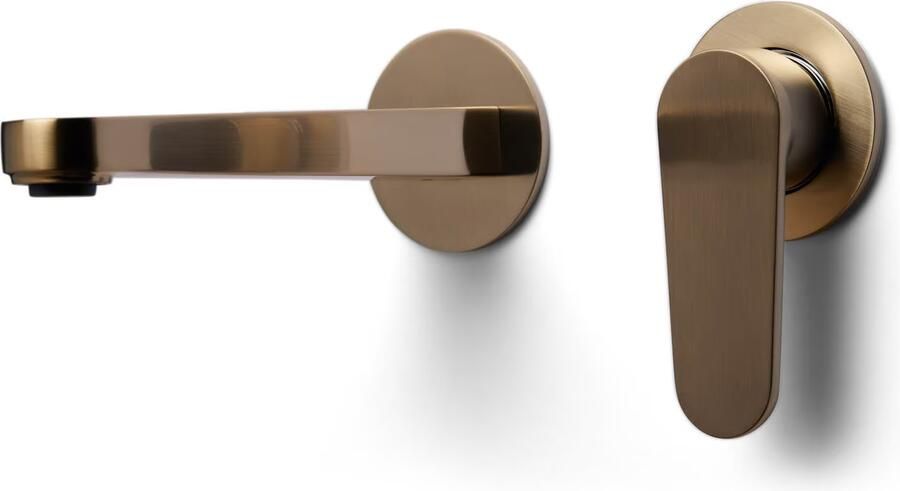 Blue Label Wastafelkraan Skive | Inbouw | Mengkraan | Incl.Inbouwdeel | Rond | Geborsteld goud PVD - Foto 2