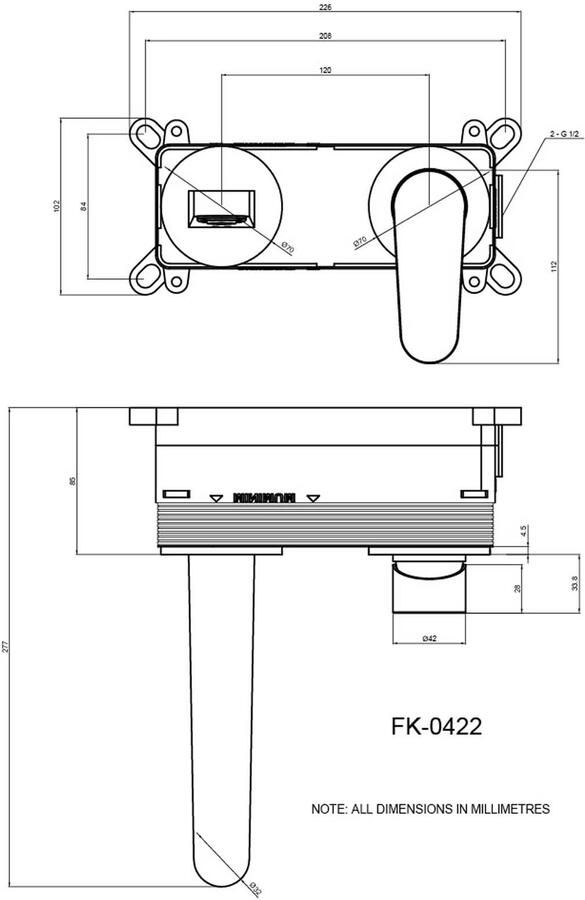 Blue Label Wastafelkraan Skive | Inbouw | Mengkraan | Incl.Inbouwdeel | Rond | Mat zwart