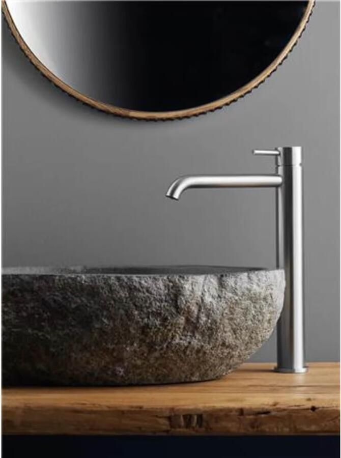 Blue Label Wastafelkraan Viborg | Opbouw | Mengkraan | Hoog model | 1-hendel | Rond | Geborsteld nikkel PVD - Foto 2