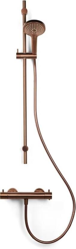 Blue Label Brondby Douchethermostaat Glijstangset | Opbouw | 90 cm | Rond | Geborsteld brons