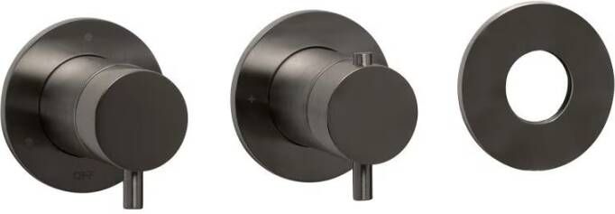 Blue Label Douchekraan Brondby | Inbouw | Thermostaatkraan | Excl.Aansluitbocht | Incl.Inbouwdeel | 3-weg | Rond | Gunmetal PVD