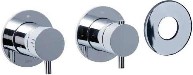 Blue Label Douchekraan Brondby | Inbouw | Thermostaatkraan | Excl.Aansluitbocht | Incl.Inbouwdeel | 3-weg | Rond | Chroom