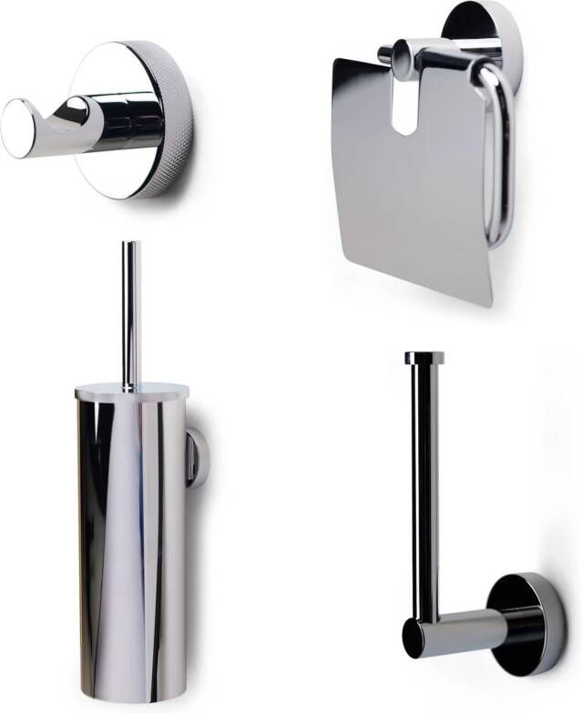 Blue Label Toilet accesoire set Vida Facet | Wandmontage | Messing | Chroom glans