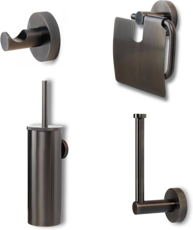 Blue Label Toilet accesoire set Vida Facet | Wandmontage | Messing | Gunmetal PVD