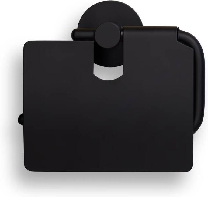 Blue Label Toiletrolhouder met klep Vida Facet | Wandmontage | Messing | Zwart mat