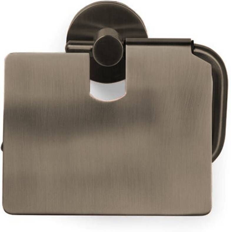 Blue Label Toiletrolhouder Vida | Wandmontage | Met klep | Messing | Geborsteld nikkel PVD