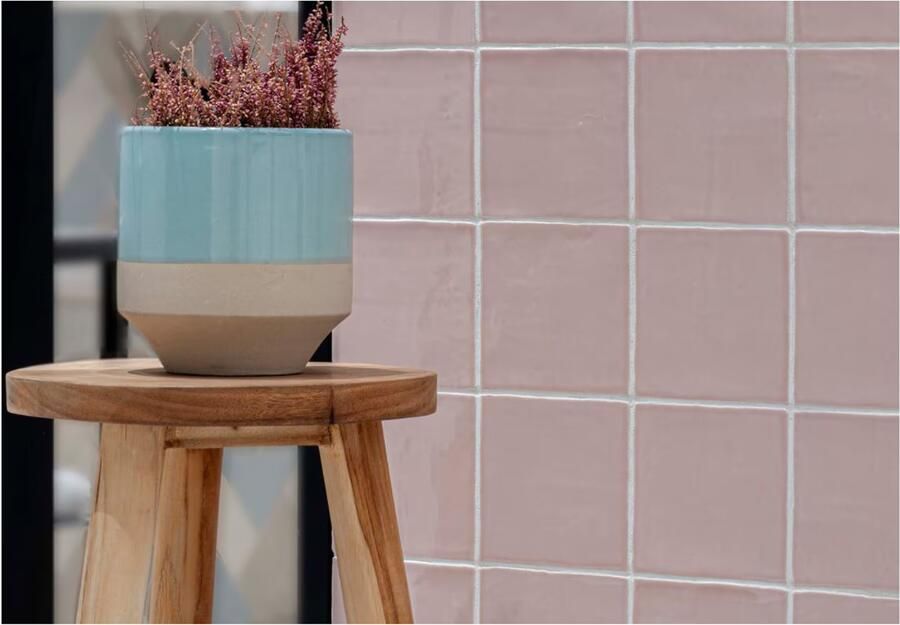 By Goof Oud Hollandse Witjes Wandtegel | 13x13 cm | Vintage | Glans Roze