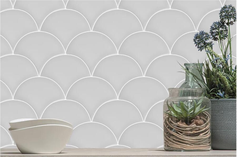 By Goof Visschub Wandtegel | 13.4x15 cm | Vintage | Glans Wit - Foto 2