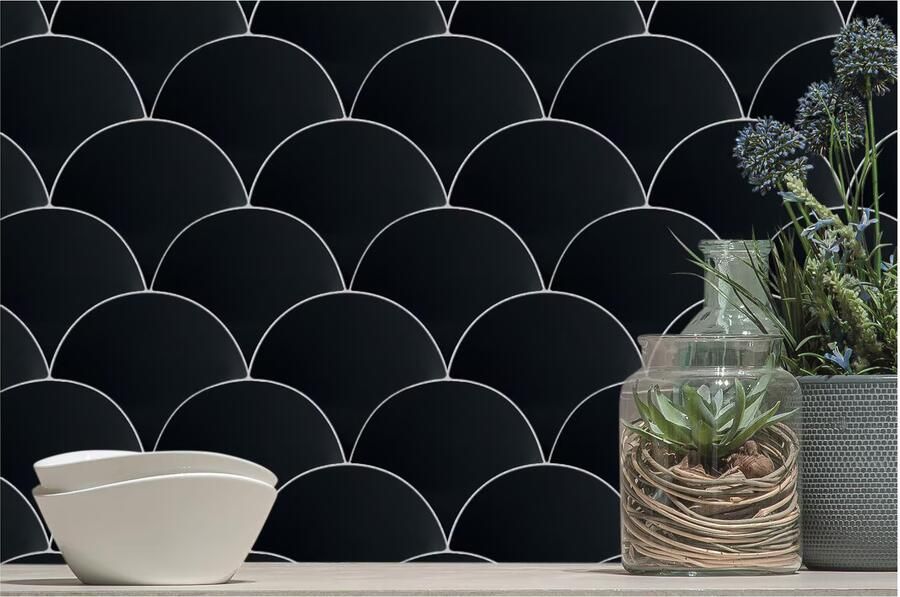 By Goof Visschub Wandtegel | 13.4x15 cm | Vintage | Glans Zwart - Foto 2