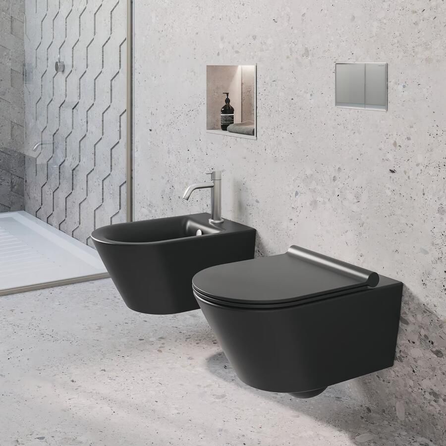Catalano Bidet toilet Zero | 55 cm | Rimless | Wandhangend | Excl.Toiletzitting | Keramiek | Zwart mat - Foto 2