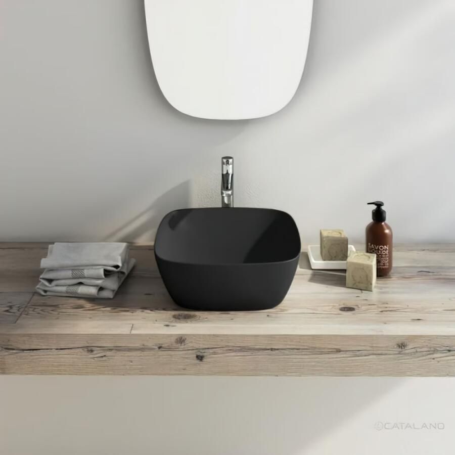 Catalano Green Lux waskom 40x40 cm keramiek mat zwart - Foto 2
