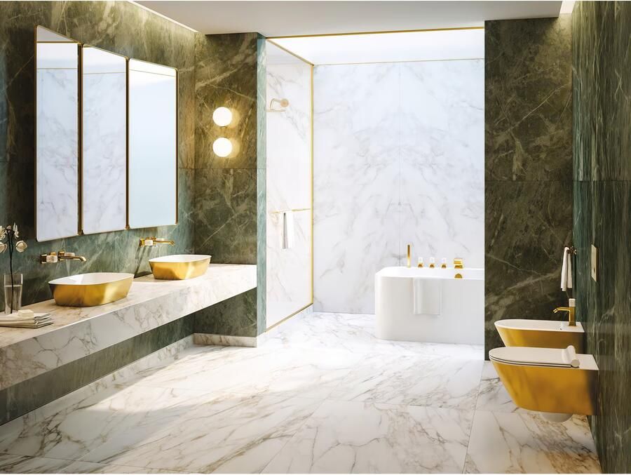 Catalano Green Lux waskom 60x40 cm keramiek goud wit glans - Foto 2