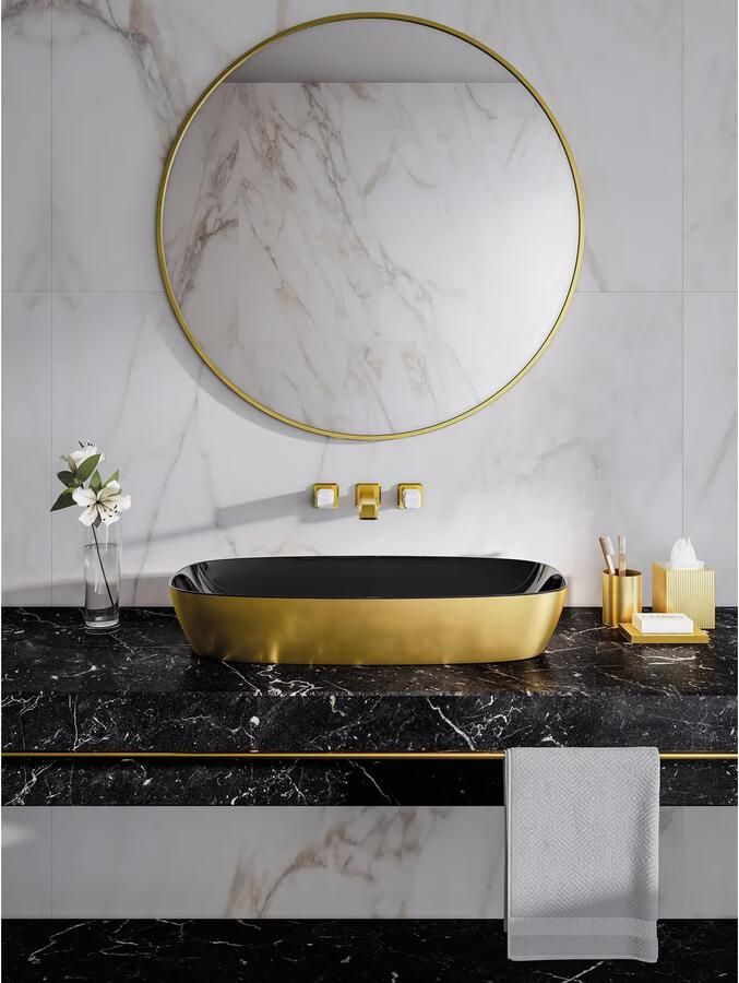 Catalano Green Lux waskom 80x40 cm keramiek goud zwart - Foto 2